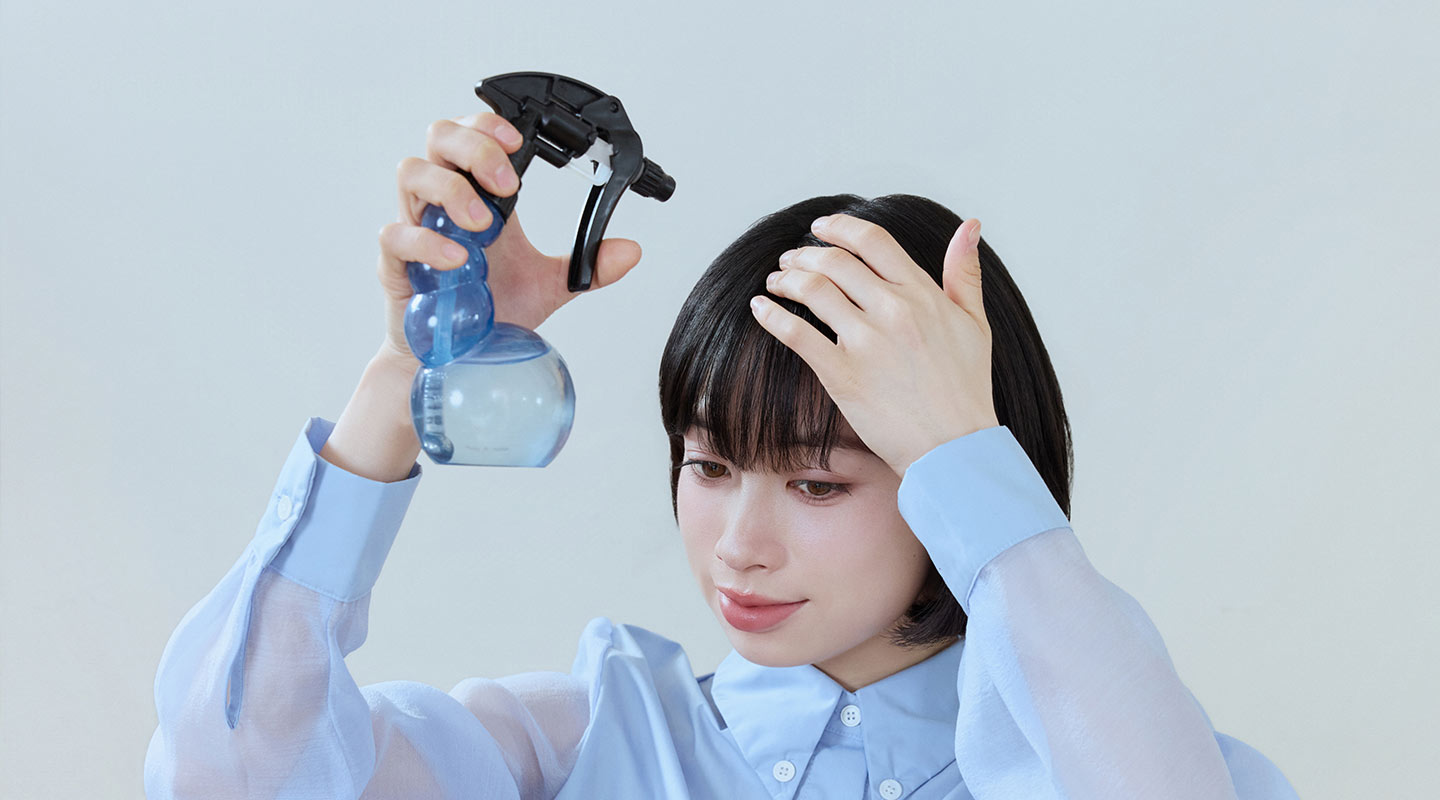 前髪を濡らす