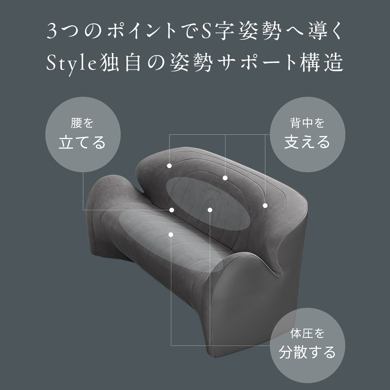 スタイル ソファ ダブルエル(3人掛け) アイボリー