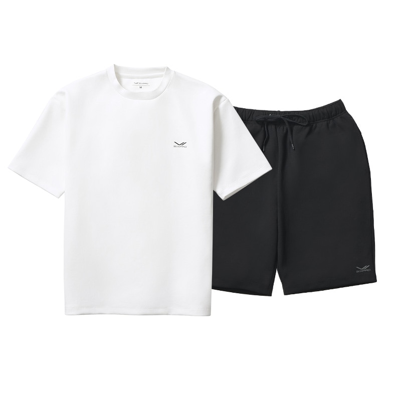 シックスパッド リカバリーウェア オーバーサイズTシャツ ホワイト S & シックスパッド リカバリーウェア ハーフパンツ ブラック S セット