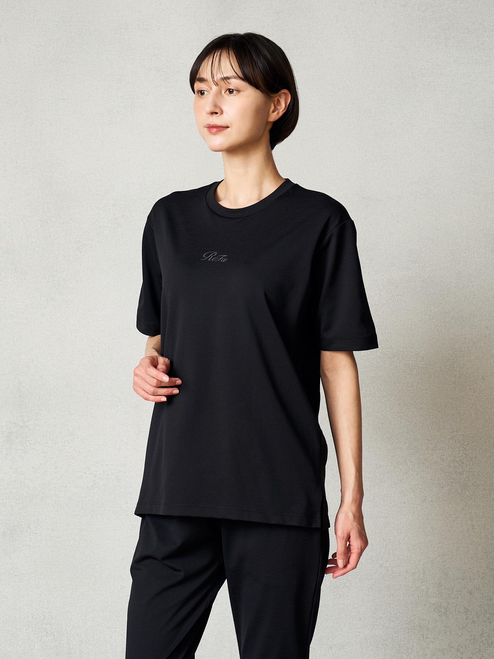 リファ バイタルテック コンフォートジャージー クルーネックTシャツ ブラック M