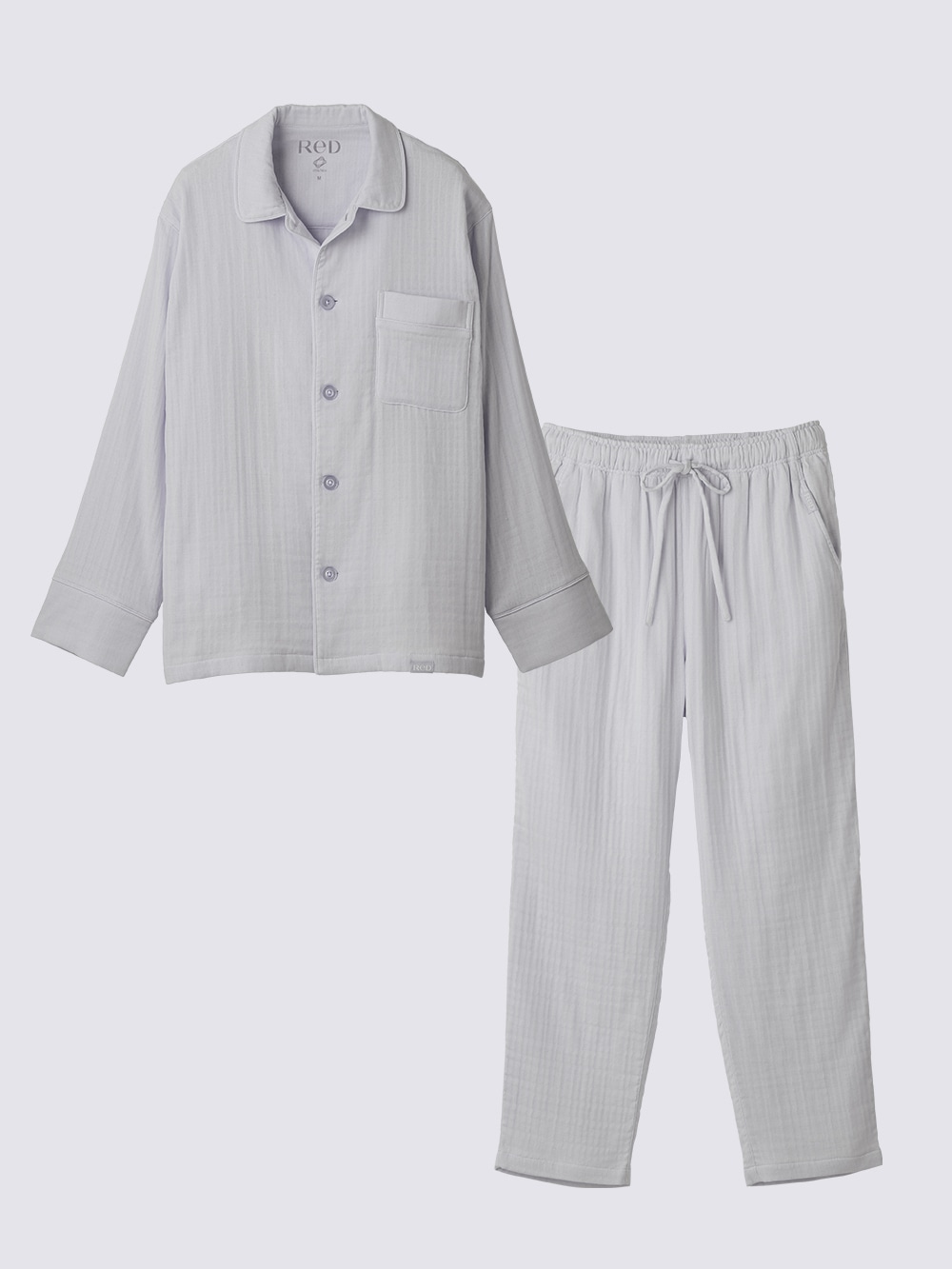 ReD ぐっすりパジャマ オーガニックコットン 長袖ロングパンツセット ライトグレー L