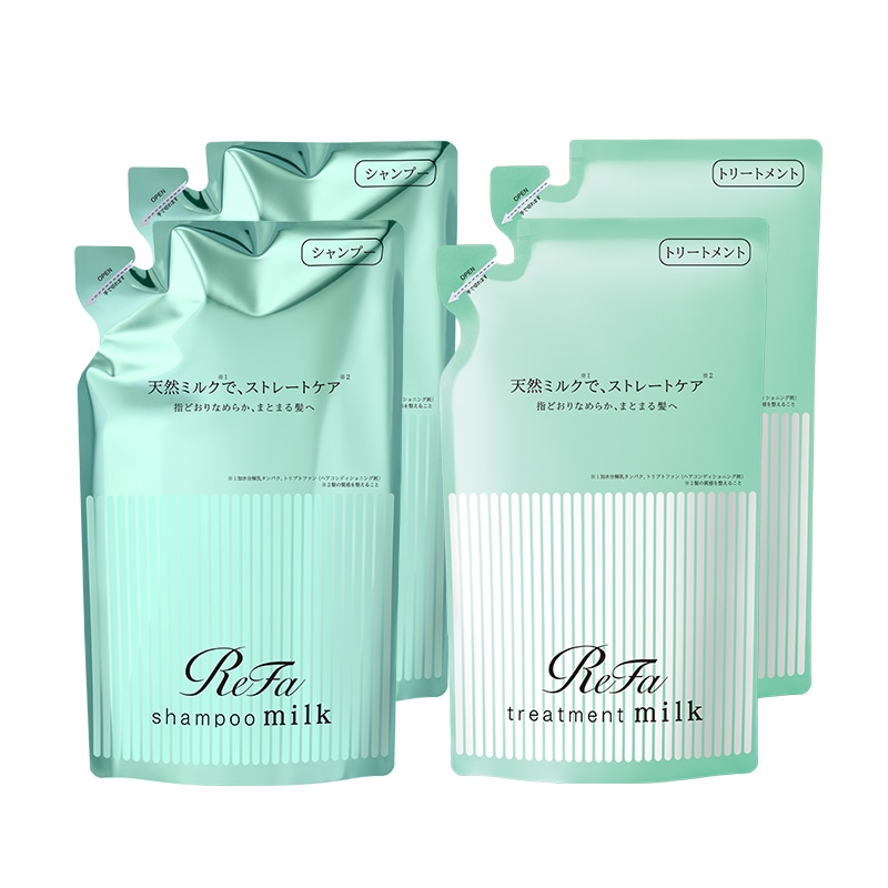 【定期購入】【5%OFF】リファミルクプロテインシャンプーストレート 詰め替え 430mL 2個 & トリートメントストレート 詰め替え 430g 2個 セット