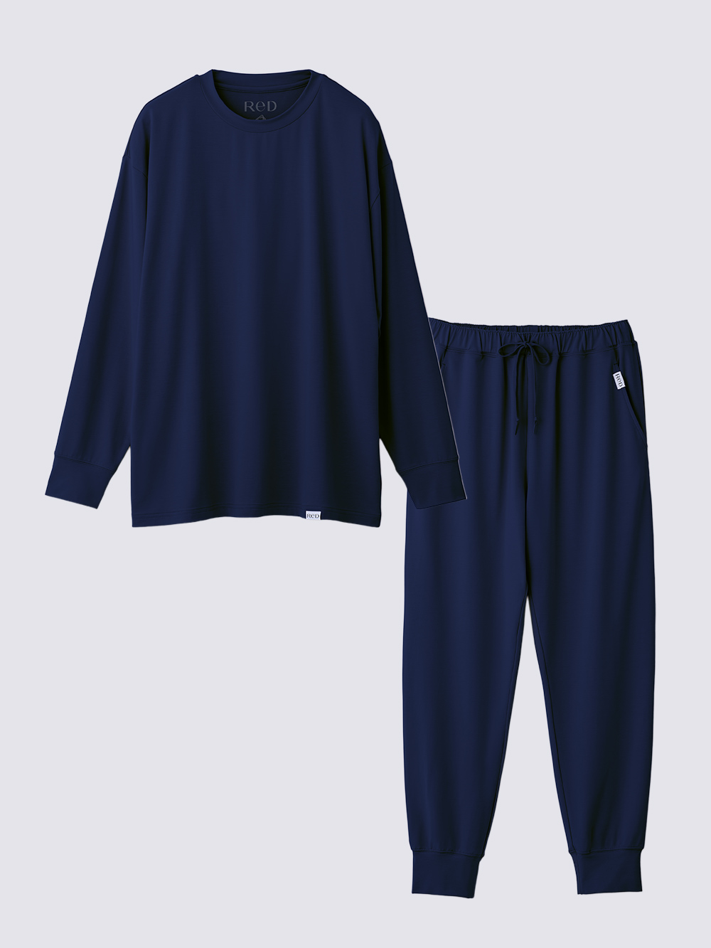 ReD ぐっすりパジャマ ベーシック プルオーバー長袖&ジョガーパンツ上下セット ネイビー M ネイビー M