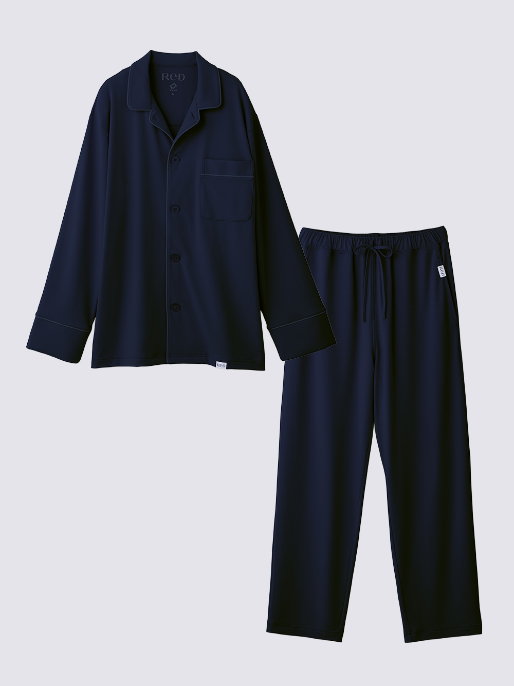 ReD ぐっすりパジャマ ベーシック 前開き長袖&ロングパンツ上下セット ネイビー L ネイビー L