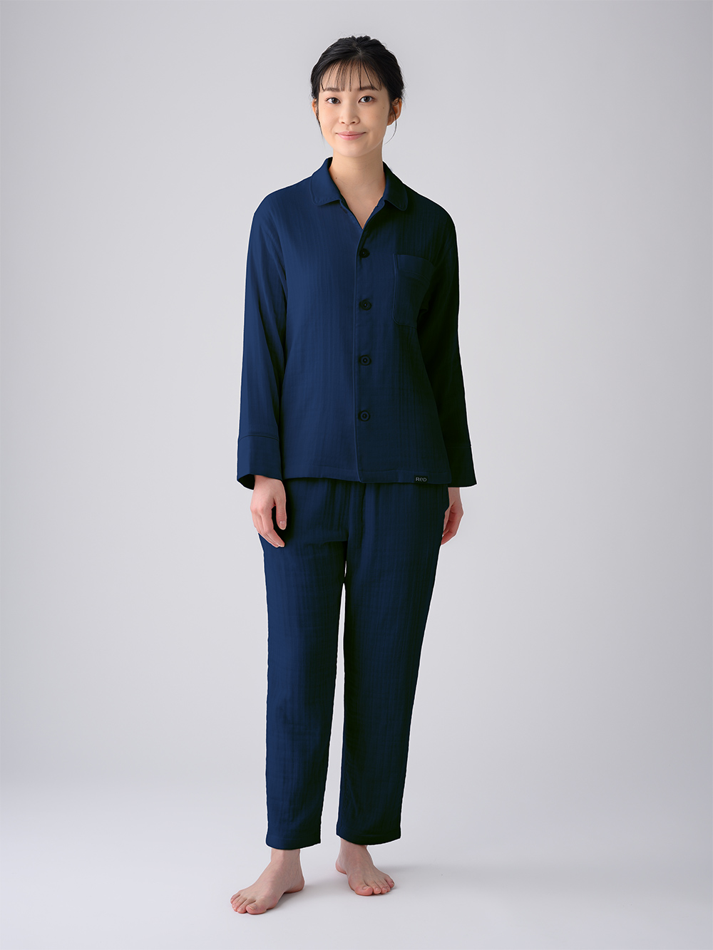 ReD ぐっすりパジャマ オーガニックコットン 長袖ロングパンツセット ネイビー L ネイビー L