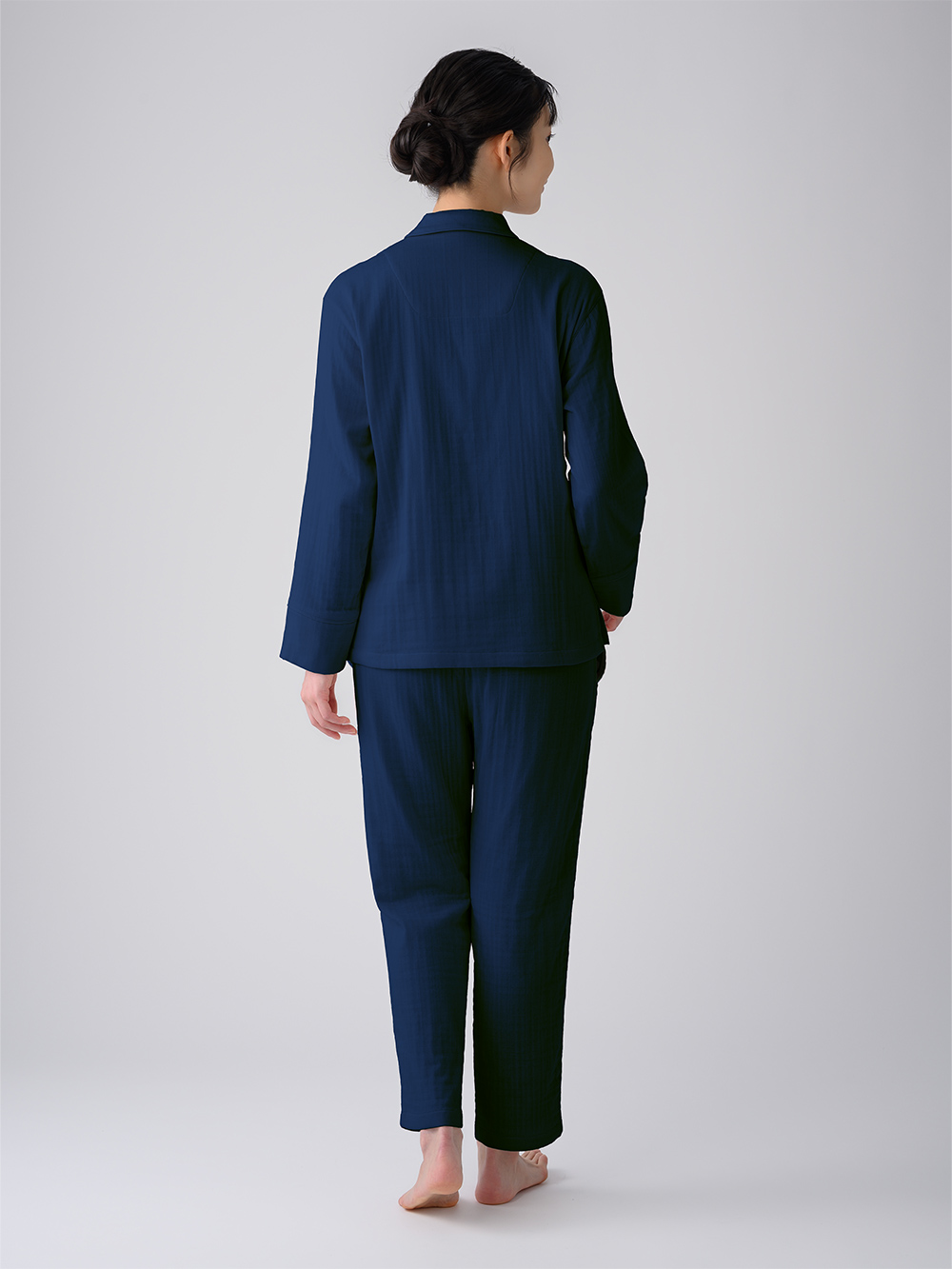 ReD ぐっすりパジャマ オーガニックコットン 長袖ロングパンツセット ネイビー L ネイビー L