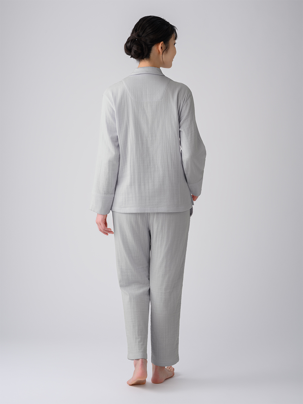 ReD ぐっすりパジャマ オーガニックコットン 長袖ロングパンツセット ライトグレー L ライトグレー L