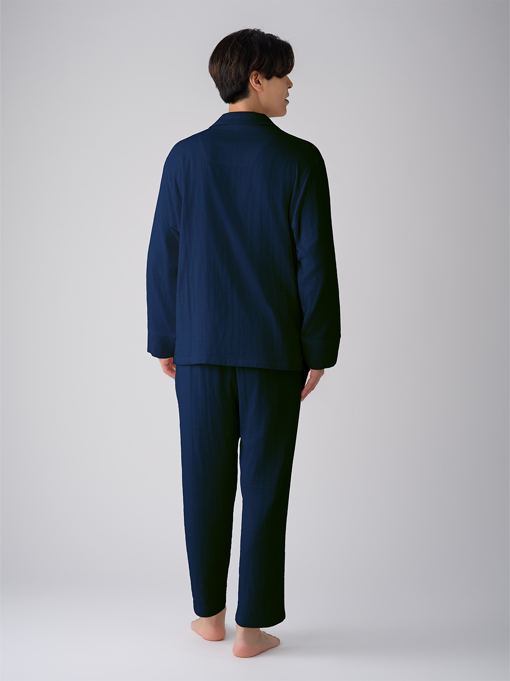 ReD ぐっすりパジャマ オーガニックコットン 長袖ロングパンツセット ネイビー L ネイビー L