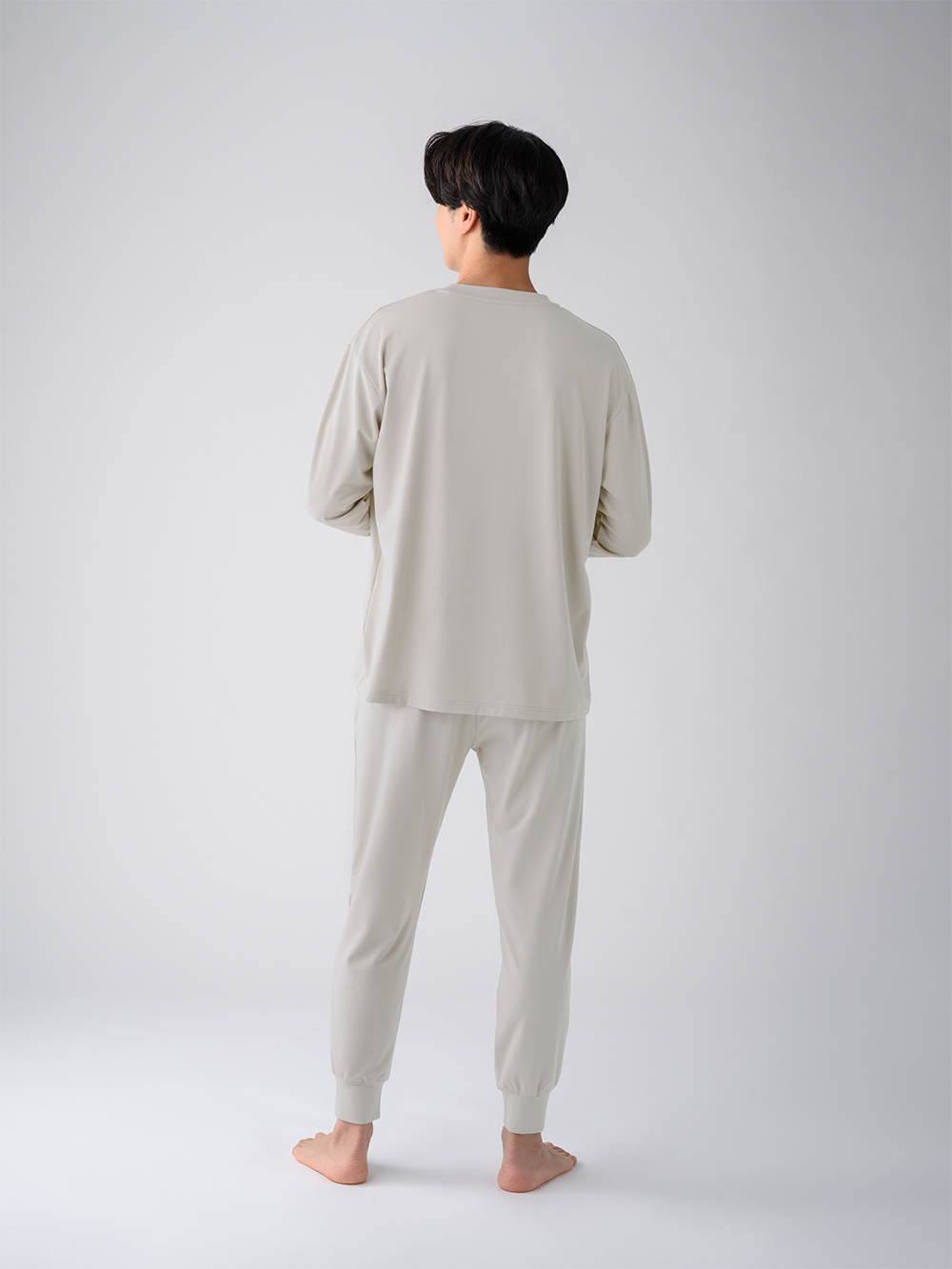 ReD ぐっすりパジャマ ベーシック プルオーバー長袖&ジョガーパンツ上下セット ライトグレー L ライトグレー L
