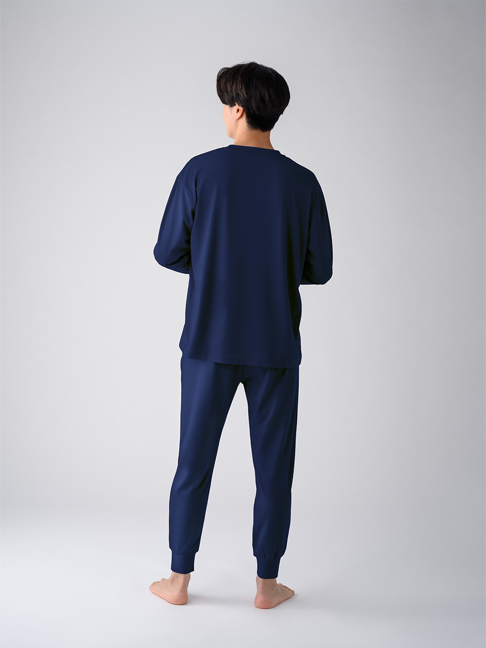 ReD ぐっすりパジャマ ベーシック プルオーバー長袖&ジョガーパンツ上下セット ネイビー M ネイビー M