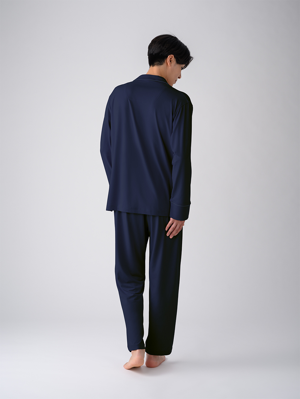 ReD ぐっすりパジャマ ベーシック 前開き長袖&ロングパンツ上下セット ネイビー L ネイビー L