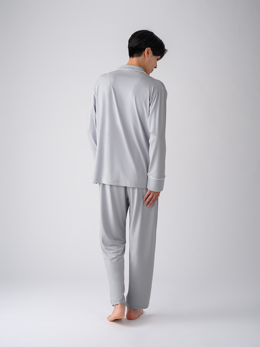 ReD ぐっすりパジャマ ベーシック 前開き長袖&ロングパンツ上下セット ライトグレー M ライトグレー M